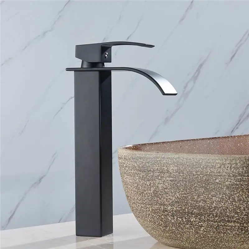 Black Tall Style 1/2 Inch Brass Modern Bathroom Basin Faucet Spout Hot &amp Cold Water Mixer Tap Single Handle | Обустройство дома