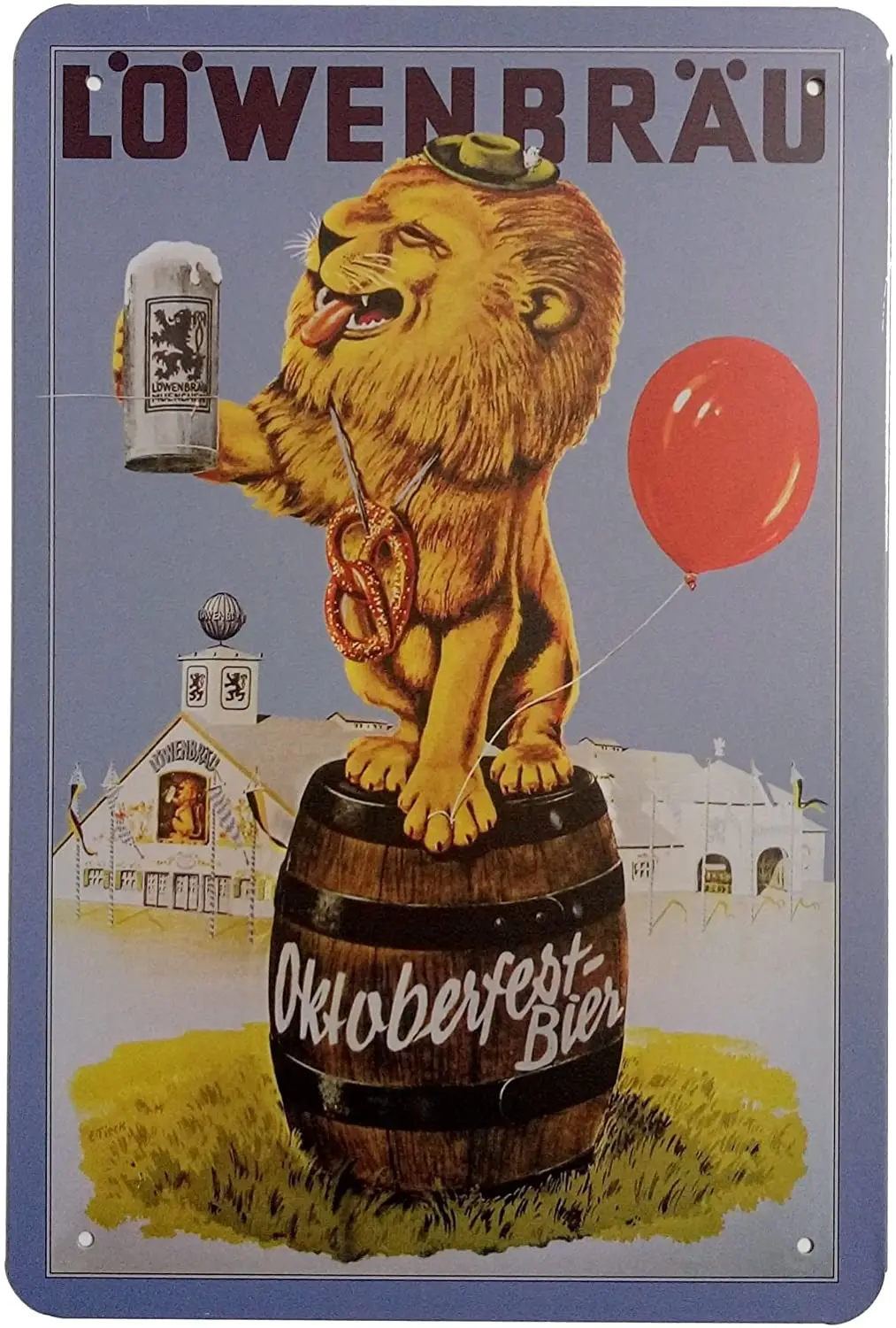 

ERLOOD Lowenbrau Beer Retro Vintage Home Decor Wall Tin Sign