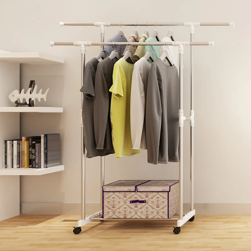 Телескопические сушильные стойки из нержавеющей стали для балкона двухполюсная