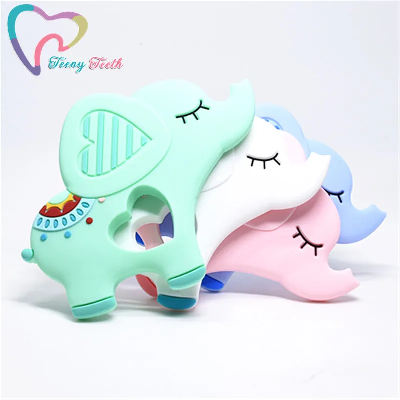 

Teeny Teeth 5 PCS Food Grade Silicone Teething Teethers Elephant Teether Pendants Toys BPA Free Teething Toys Baby Tooth Care