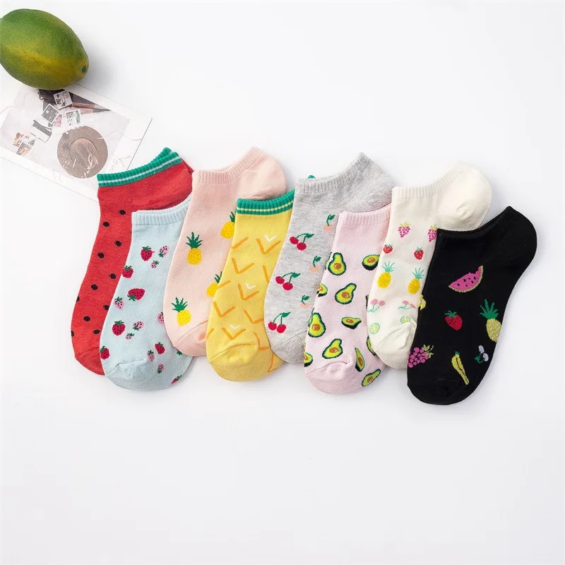1 пара летние короткие носки с принтом фруктов|Носки| |