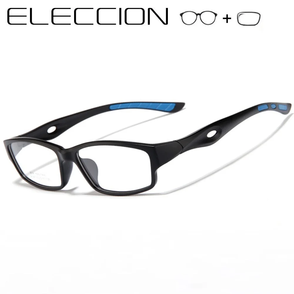 

ELECCION Sports Prescription Glasses Men Myopia Eyeglasses TR90 Frame Square Male Screwless Eyewear Optical okulary korekcyjne