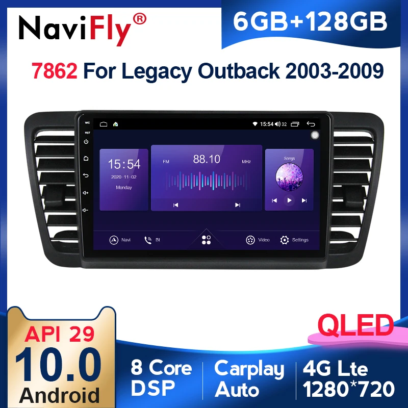 Автомобильное радио мультимедийный видеоплеер GPS-навигатор 6G + 128G QLED 4G LTE Carplay Android