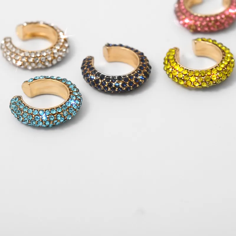 Женские серьги с разноцветными кристаллами C клипсы розового и белого цвета в