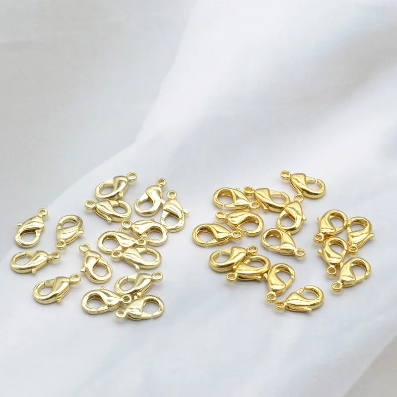 

100PCS Copper 18K Plated Gold Lobster Clasp Bracelet Necklace Connection Buckle Jewelry Making Accessories