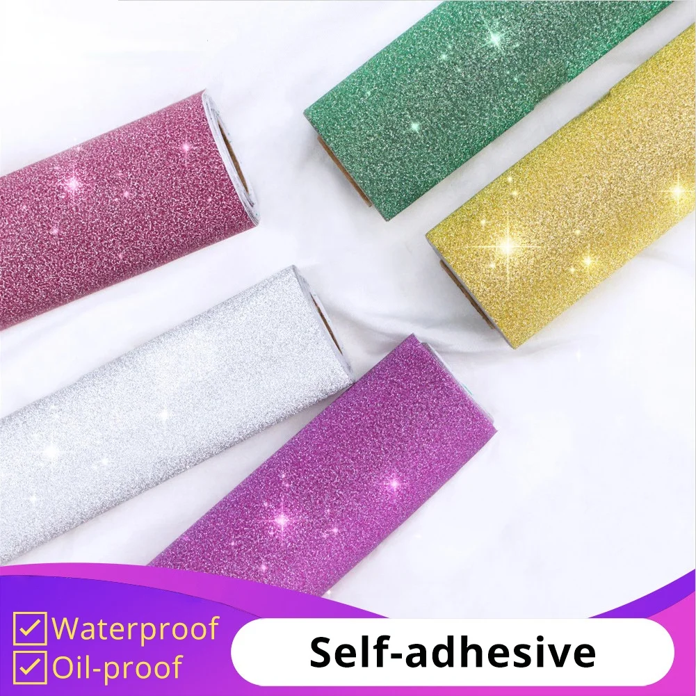 

Shining Self Adhesive Glitter Wallpaper Furniture Decorative Decals Waterproof Shiny Wall Murals Gift Box Packaging Wall Sticker
