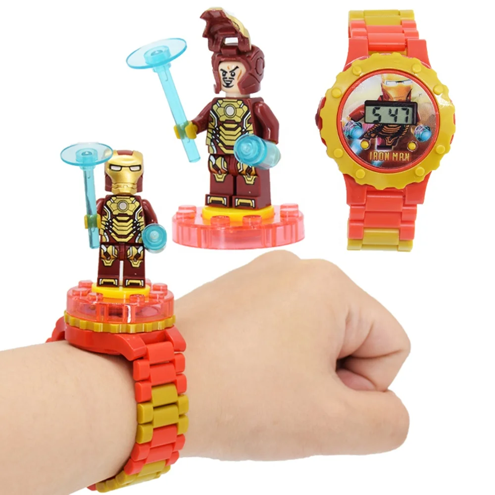 

19 Styles Frozen Princess Anna&Elsa Avengers Series Spider Man Building block Watch Funny brand Brick Toys Gift for Children