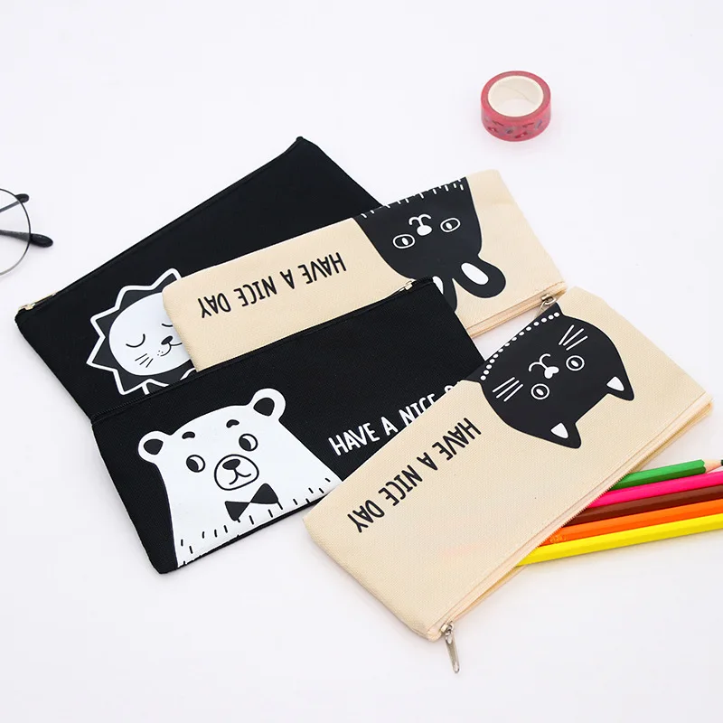 Пенал с изображением кота льва кролика каваи канцелярские принадлежности