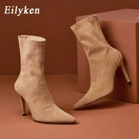 eilyken fashion pointed toe thin heels boots women elegant chelsea 2022 autumn ankle boots booties female ladies winter shoes