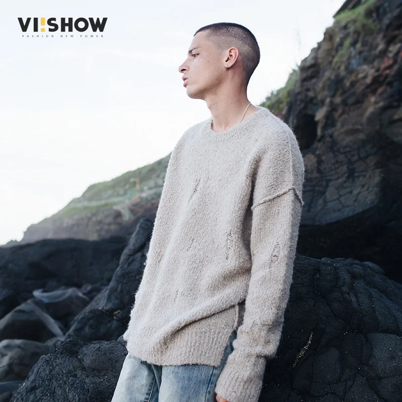 VIISHOW 2017 повседневный мужской свитер классический чистый хаки пуловер сплошной