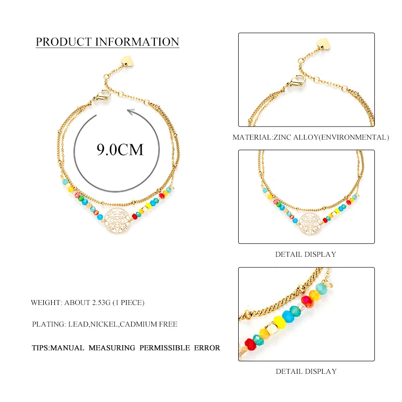 Wild &amp Free золото шарик из нержавеющей стали звено цепи браслеты для женщин 2 слоя