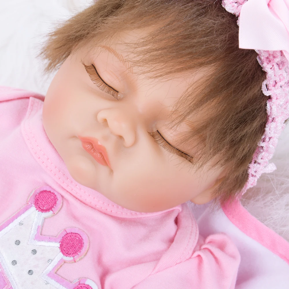 Милый спящий реалистичный укоренистый мохер Bebe Reborn Baby Dolls 18 дюймов мягкая