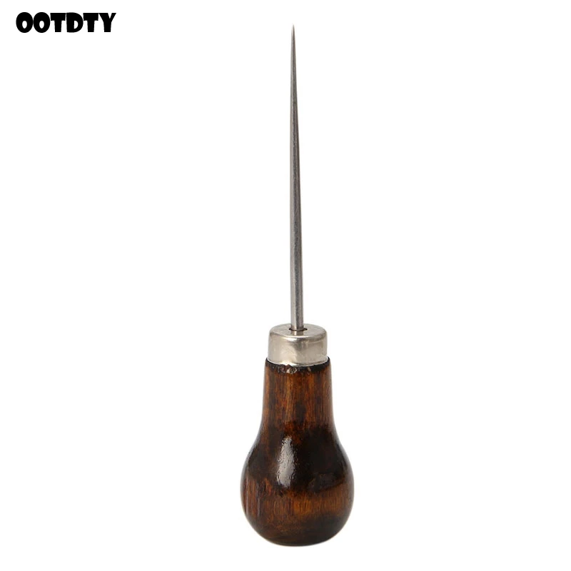 

Awl Pricker Hole Maker Tool Punch Sewing Stitching Leather Craft Wooden Handle