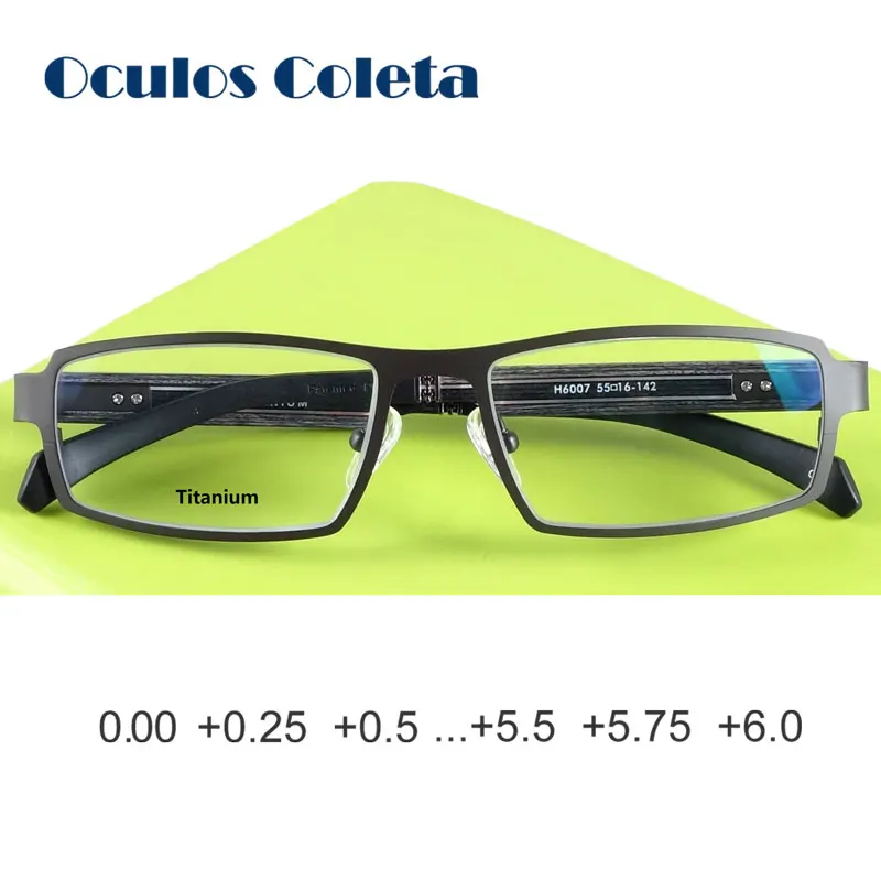 Чистый titanium очки для чтения мужчин больших размеров 25 50 100 125 150 175 200 225 250 275 300 325 350 375