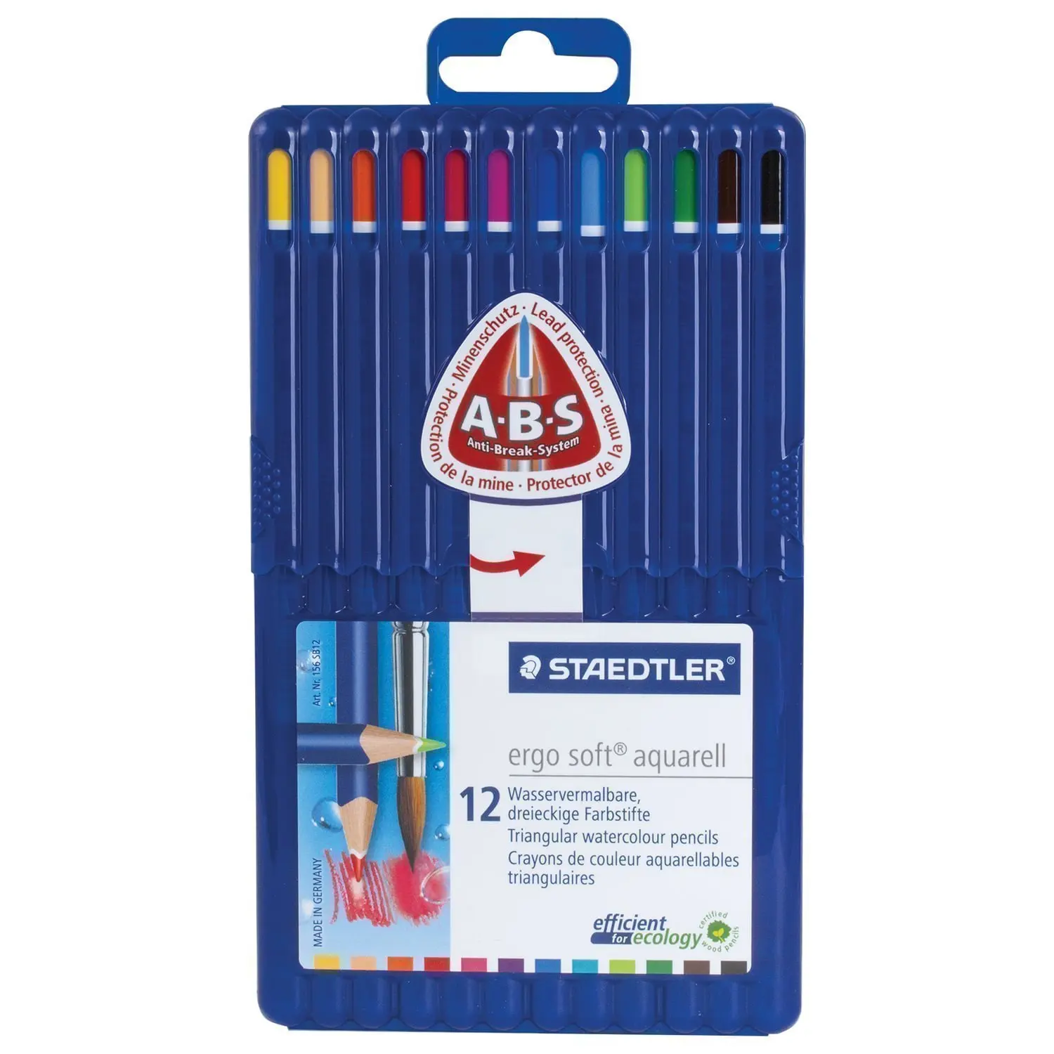 Watercolor pencils Staedtler premium &quotergosoft" 12 colors plastic case 156 SB12 | Wooden Colored Pencils