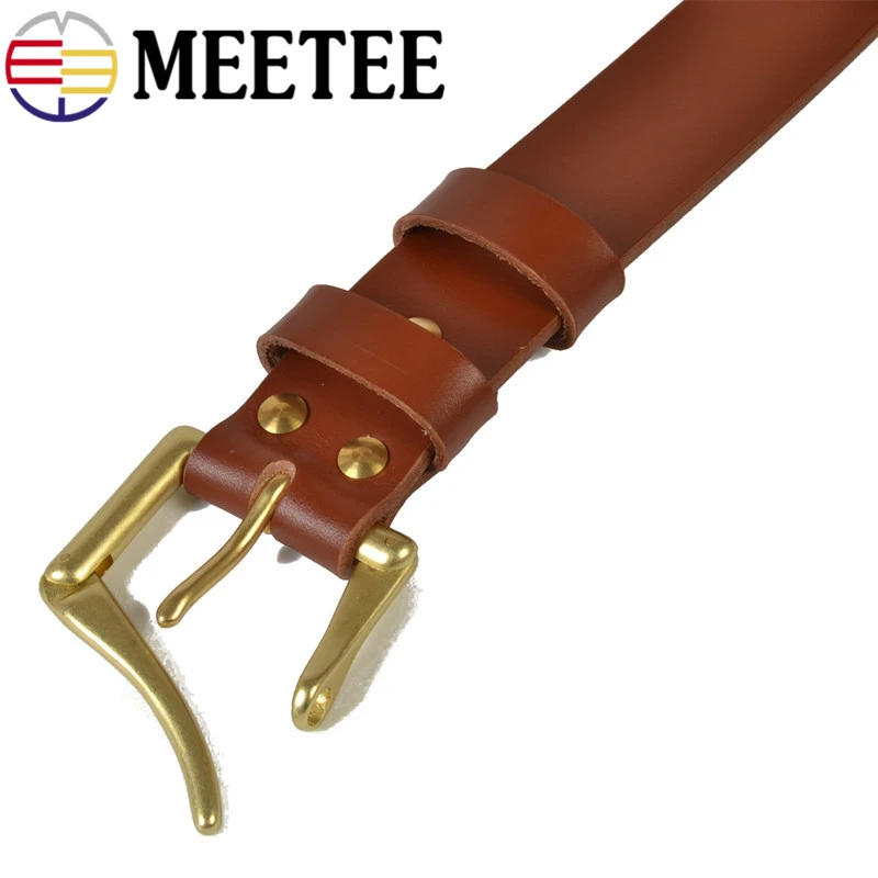 Meetee, 1 шт., 39 мм, широкий ремень, пряжка, Чистая латунь, булавки, аксессуары для ремонта, Мужская пожарная головка, подходит для 36-38 мм, ремень, сделай сам, кожа, ремесло, AP274
