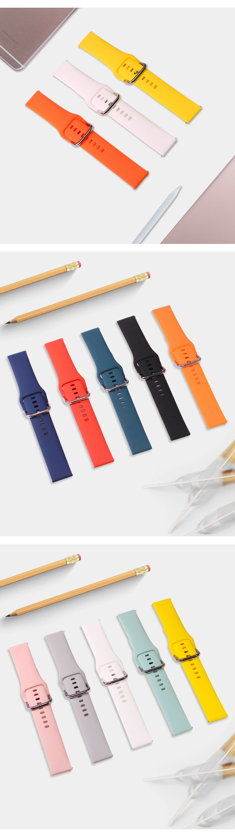 Силиконовый ремешок BOORUI для браслета Huami Amazfit Bip 20/22 мм для samsung Galaxy watch Active Band с модными цветами