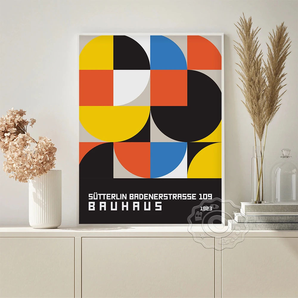 

Bauhaus Exhibition Poster Abstract Graphic Wall Picture Geometric Prints Mid Century Modern Art Minimalist Office Home Decor