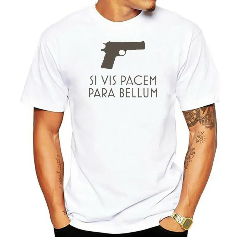 

1911 45 Pistol Si Vis Pacem Para Bellum T Shirt Anti-Wrinkle Humorous Sunlight Print Fitness Clothing Tee Tops Short Sleeve