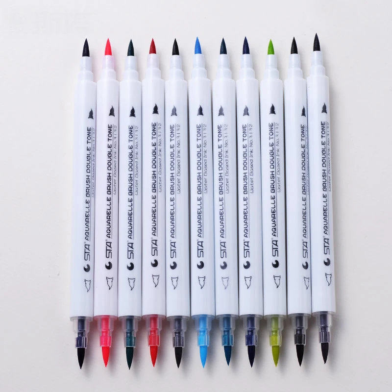 

28 Color Dual Tip Brush Marker Water Soluble Manga Drawing Art Markers Watercolor Pigment Ink Brush Pen for Calligraphy Coloring