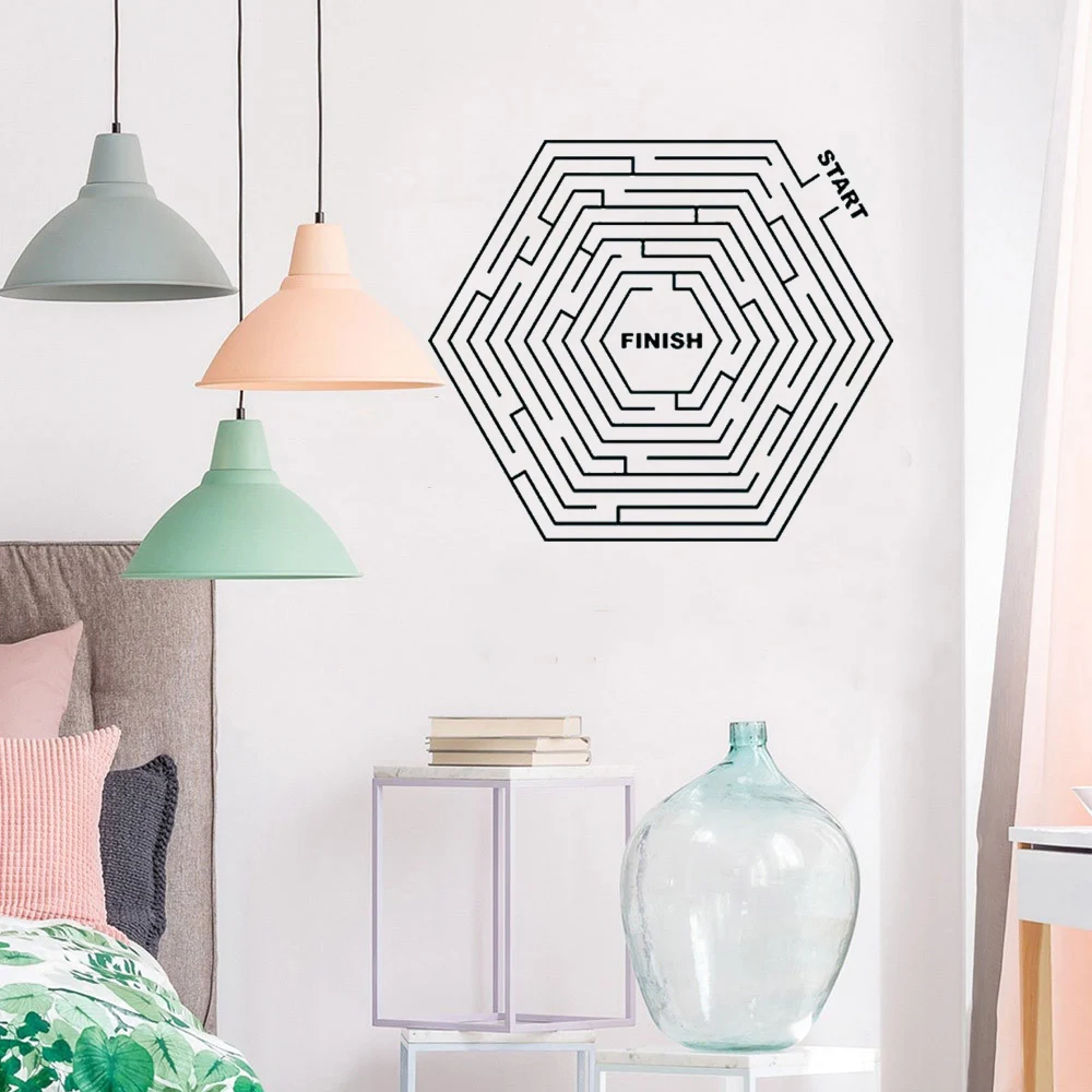 

Geometric Maze Wall Sticker Finish Start Excitation Wall Decal Home Decor For Living Room Bedroom Vinyl Art Mural DW7122