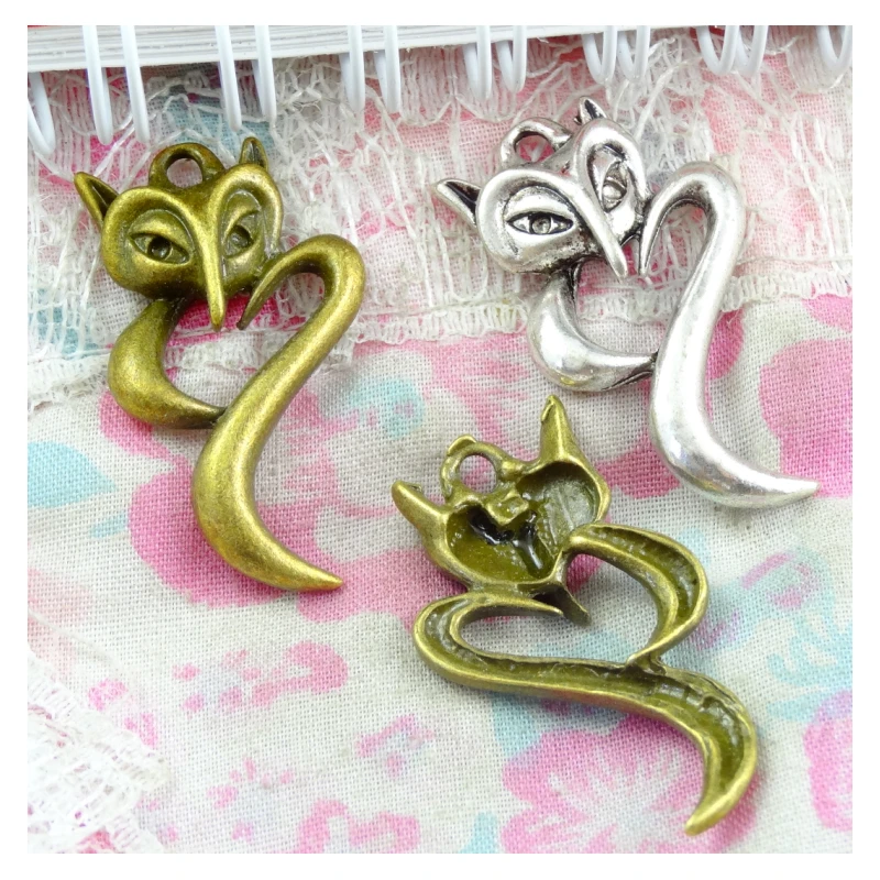 

Подвески лиса 33*19 мм, 30 шт., для изготовления подвесок под старину, винтажная Античная Посеребренная бронза, DIY браслет, ожерелье