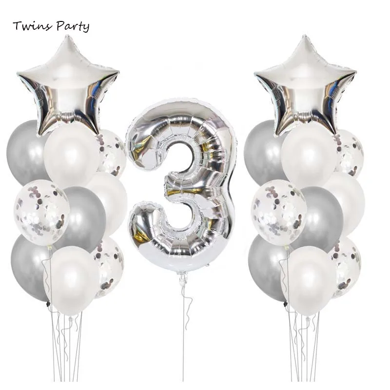 

Twins Party 1st 2nd 3rd Birthday Number Balloons Baby Shower Decoration 3rd Foil Confetti Balloon Helium With Latex Baby Shower