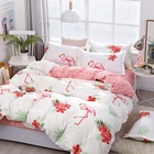 Комплект постельного белья с фламинго, современное элегантное одеяло с белыми и розовыми цветами, Модный комплект постельного белья для двуспальной и двуспальной кровати, с пододеяльником, в подарок
