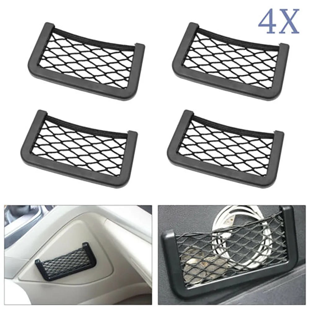 

Phone Wallet Holder Storage Net Plastic 100% Brand New 4pcs Black Car Pocket Mobile