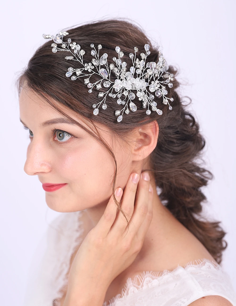 Серебряная розовая Золотая свадебная головная повязка блестящие стразы