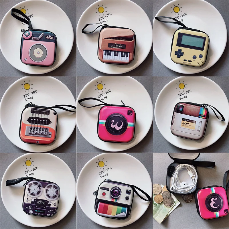 Creative Tinplate Coin Purse Earphone Storage Bag Retro Record Tape Coin Purse Key Coin Coin Bag Coin Purse