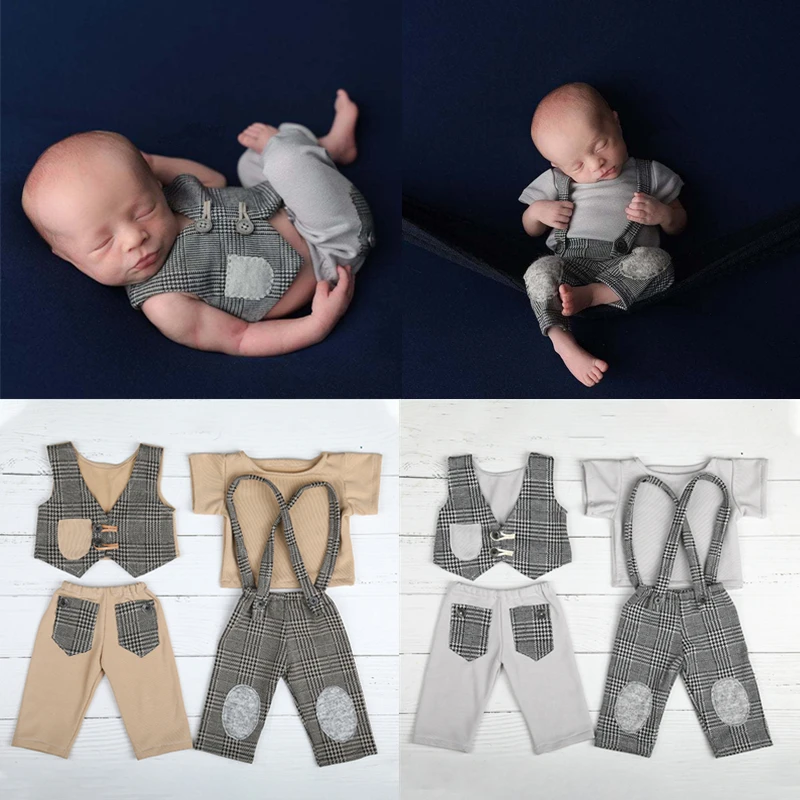 Newborn Photography Clothing Baby Boy Photo Props Clothes Pants 2Pcs/set New born Prop Accessories Studio Infant Shoot Costume