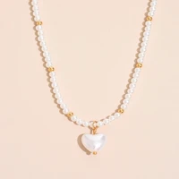 elegant pearl necklace women jewelry set love heart pendant party prom necklaces