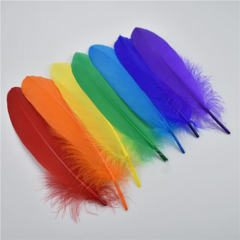 

20Pcs Colorful Hard Stick Goose Feather 6-8inch/15-20cm Natural Swan Crafts Plumes Table Centerpieces Feathers for Decoration