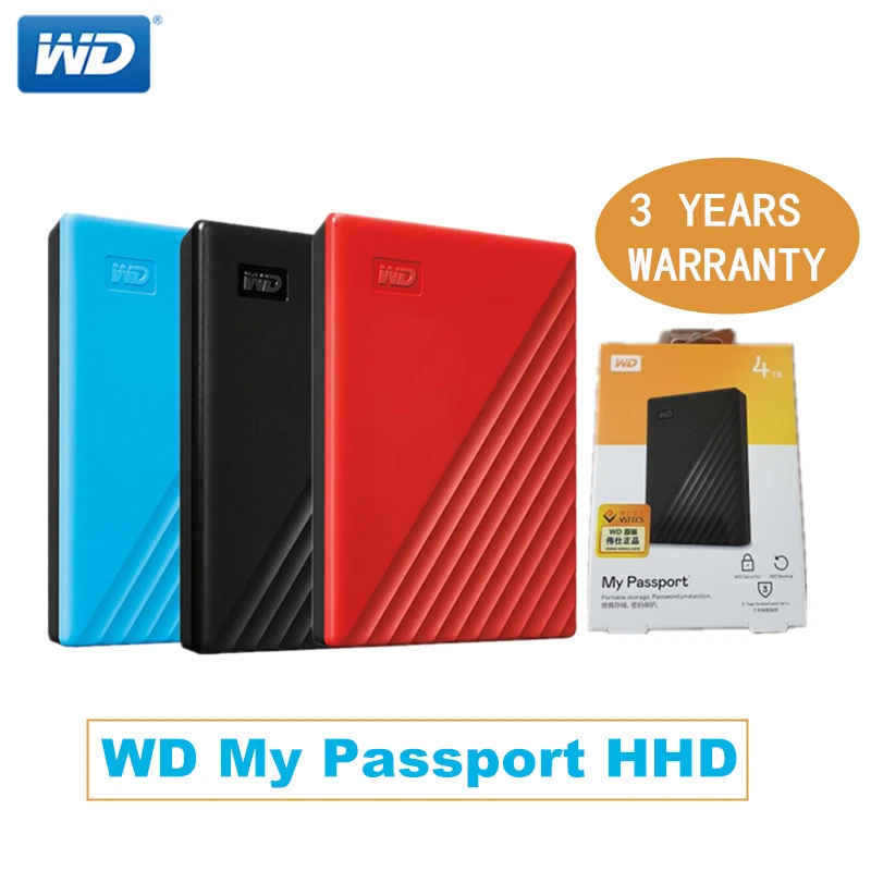 Western Digital WD портативное шифрование жесткого диска 1 ТБ/2 ТБ/4 ТБ устройства хранения SATA3 My Passport внешний жесткий диск USB3.0 для ПК