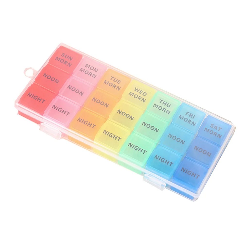 

2pcs Colorful Pill Box Grids Portable Medicine Box Simple Pill Case Practical Pills Storage Box for Daily Use