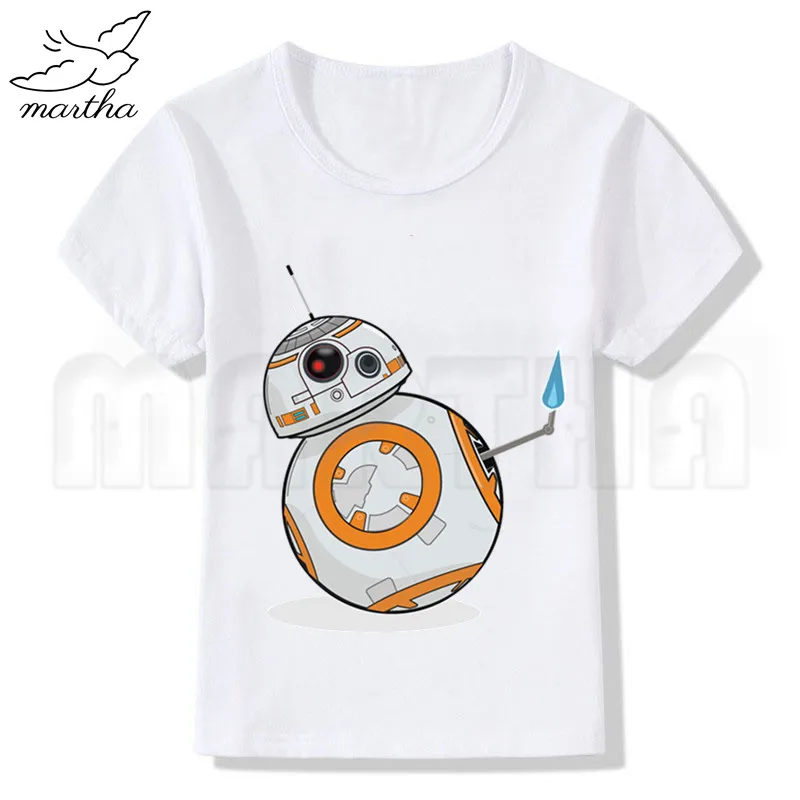 Звездные войны bb8 белая футболка для маленьких девочек летние повседневные