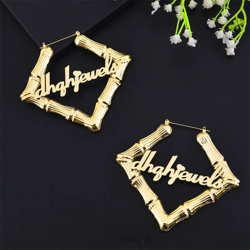 Gosun Popular Hip-Hop Customize Jewelry Square Earrings Punk Large Earring Stainless Steel Earring Anti-Allergy Women Earrings