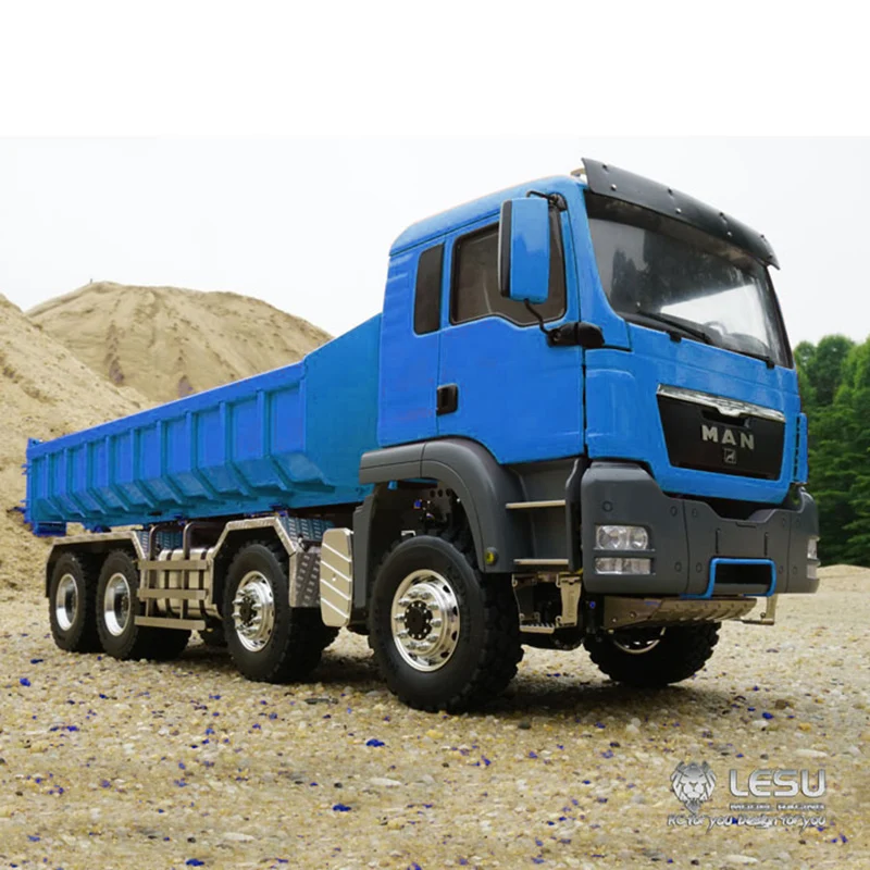 

1/14 LESU MAN TGS 8*8 Hydraulic RC Dumper Truck Remote Control Roll On/Off Lifting Tipper Model Painted Blue THZH0478-SMT5