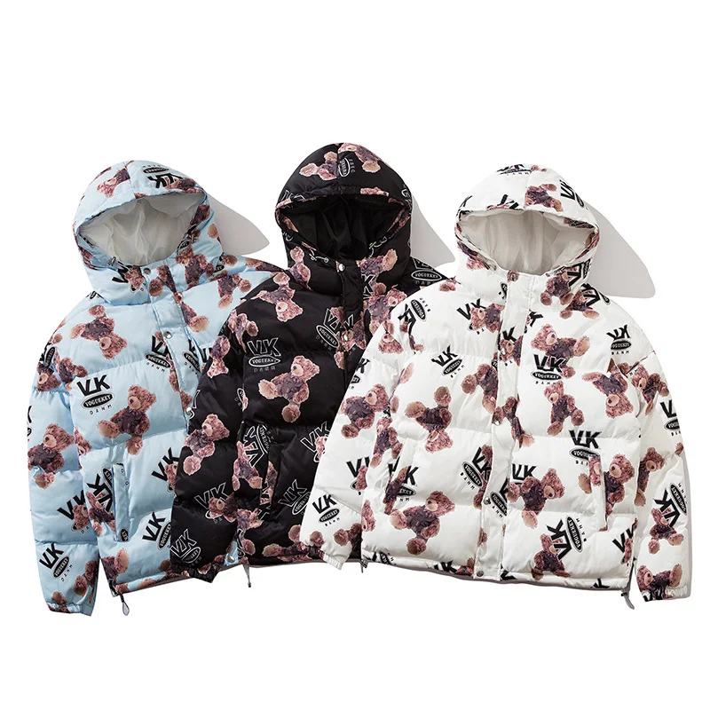 Зимняя пуховая куртка для мужчин и женщин парка большого размера с принтом