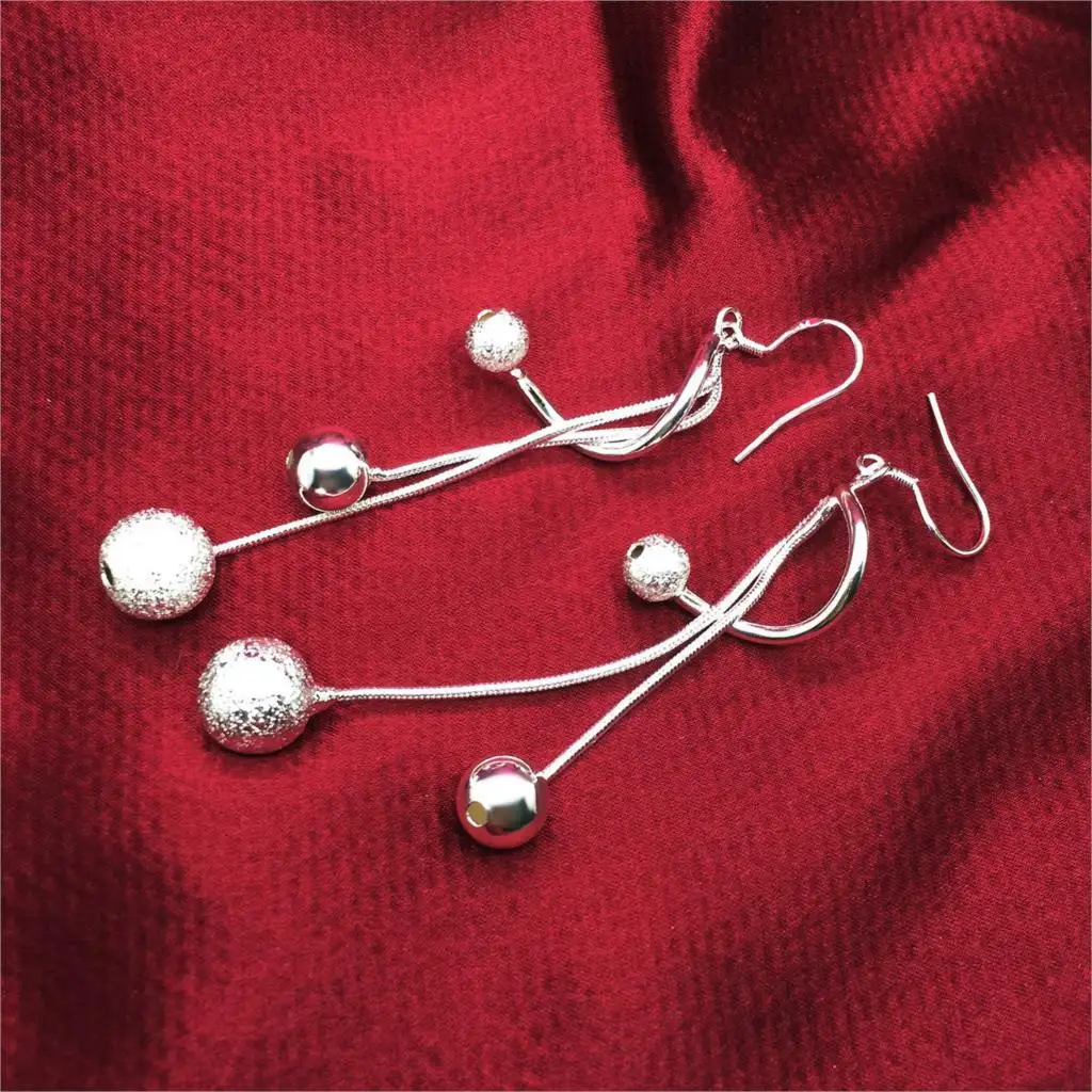 

Classic Beads Pendant Tassels Dangle Earring for Women Silvery color Party ear Accessories Jewelry