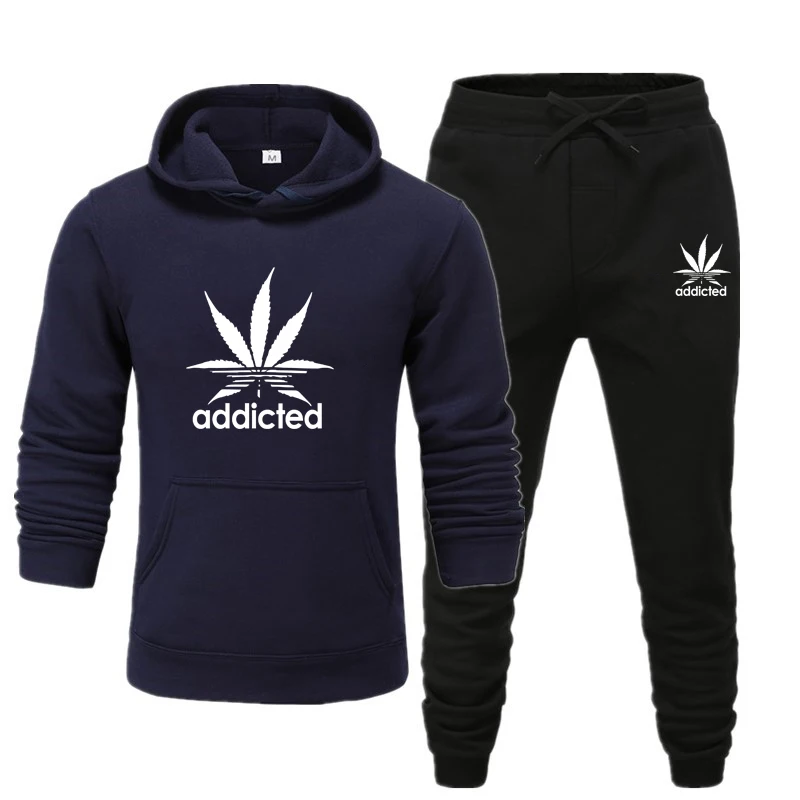 

Fashion Men Sport Suits Autumn Winter Fleece Hoodie+Pants Suits Casual Male Fleece Pullover Tracksuit Outdoor Gym Sweat Suit