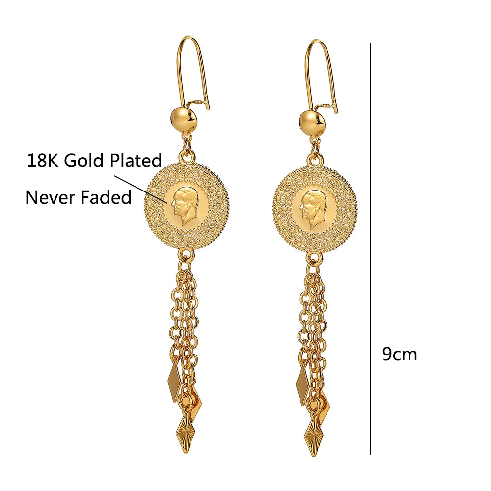 Никогда не линяет украшения мусульманин серьги со свисающими монетами для Для