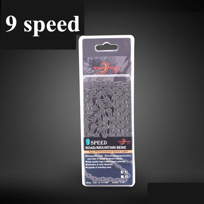 9 speed Сверхлегкий 116 звеньев 9 10 11 цепь для скоростного велосипеда велосипедная цепь полый цветной MTB горная дорога велосипедные цепи части велосипеда - Цвет: 9 speed