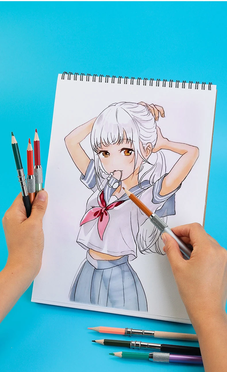 

1 Pcs Adjustable Dual Head /Single Head Pencil Extender Holder Sketch school Painting Art Write Tool for Writing metal color rod