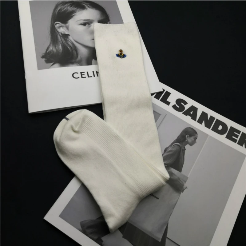 

New Japanese High-quality Embroidery Cartoon Women's Socks Cotton Knee-length Socks College Style Fashion All-match Socks