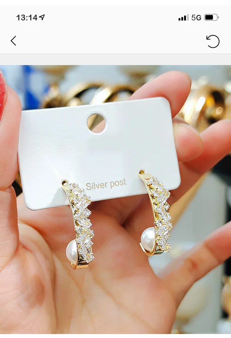 

Zircon Earings Pearl Fashion Jewelry 2020 New Wheat Shape Long Ear Rings for Women European Korean Trendy Elegant Style Luxury