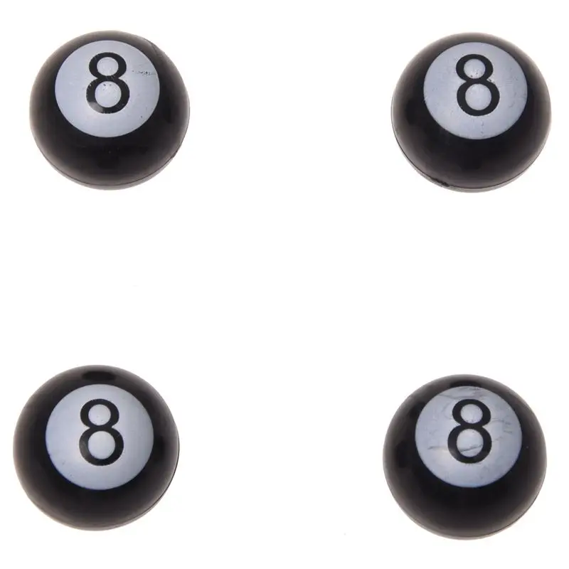 

4 x Universal Car Truck Bike "Pool 8 Ball" Tire air Valve Stem Caps Wheel Rims