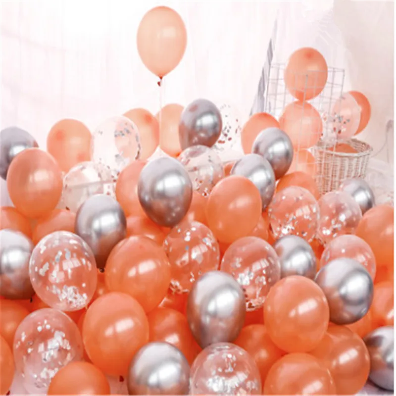 

10/20 piezas de 10 pulgadas transparente globos de confeti dorados y rosas de color rosa perla globos boda cumpleafiesta n crom