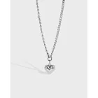 Асимметрия Цепочки и ожерелья Аутентичные 925 пробы серебро закругленные сердце Цепочки и ожерелья с подвесками